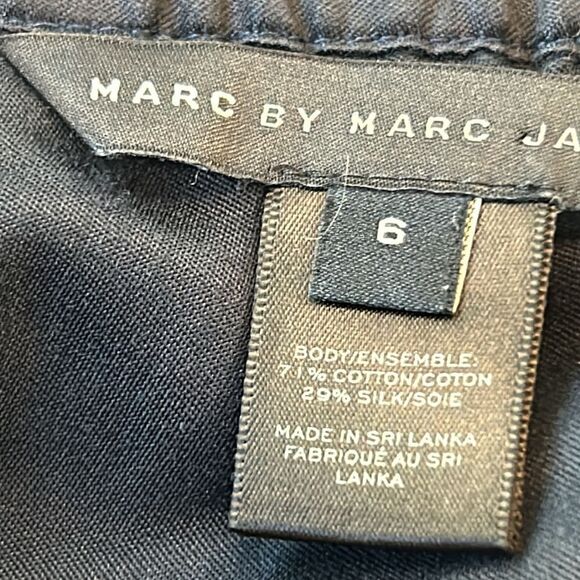 Marc Marc Jacobs dark blue cotton silk skirt with elastic drawstring waist 6 - Picture 3 of 8